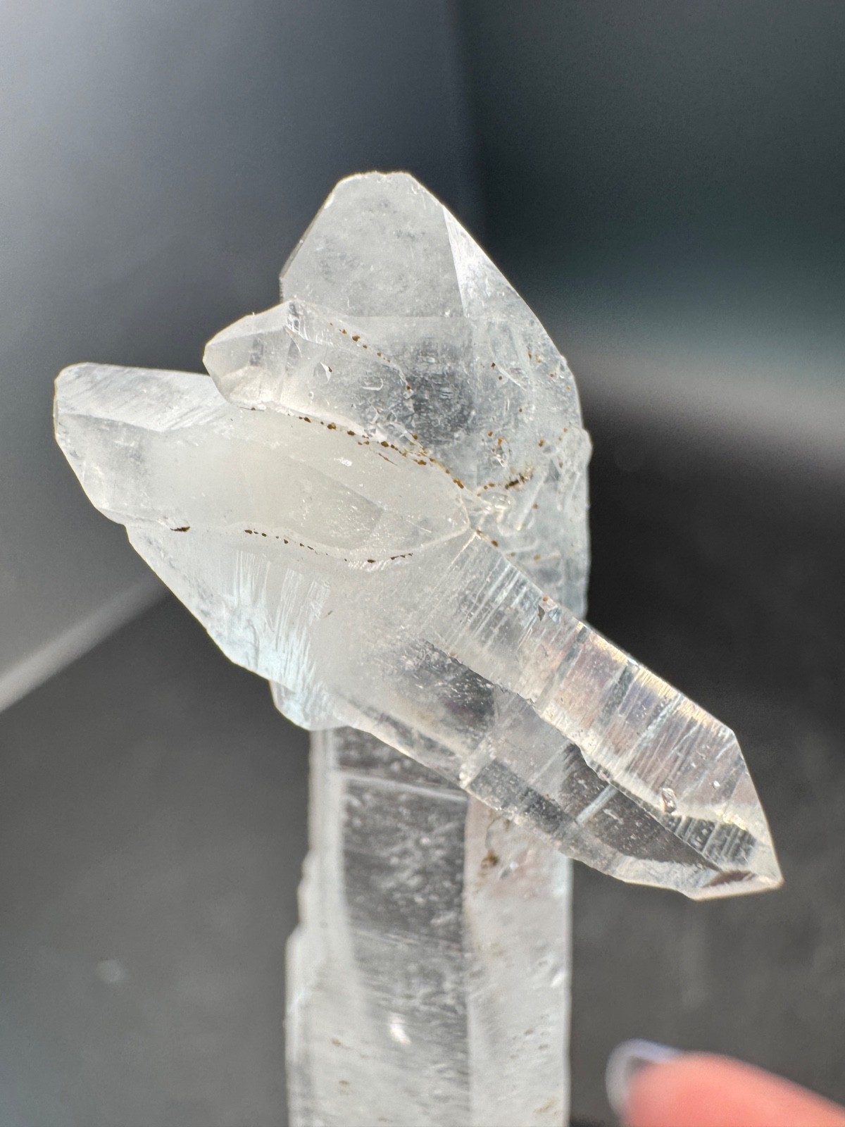 6528 Clear Quartz Crystal with Double Terminated Cross Crystal Brazil 20g