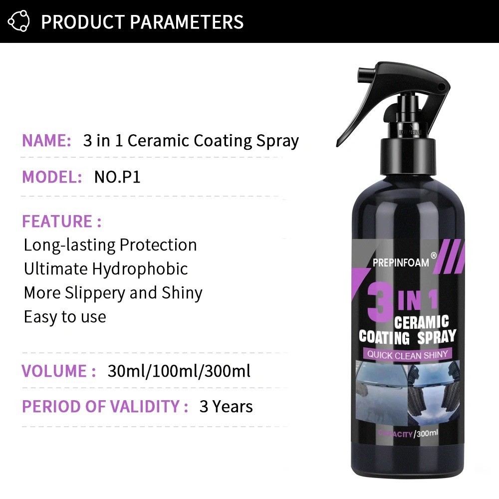 Car Ceramic Liquid Coating Spray Nano Crystal Hydrophobic Layer Polishing Agent