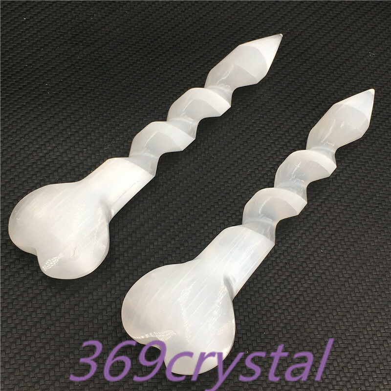 6″ Natural Selenite Heart Quartz Spiral Sword Obelisk Crystal Bar Reiki gift 1pc