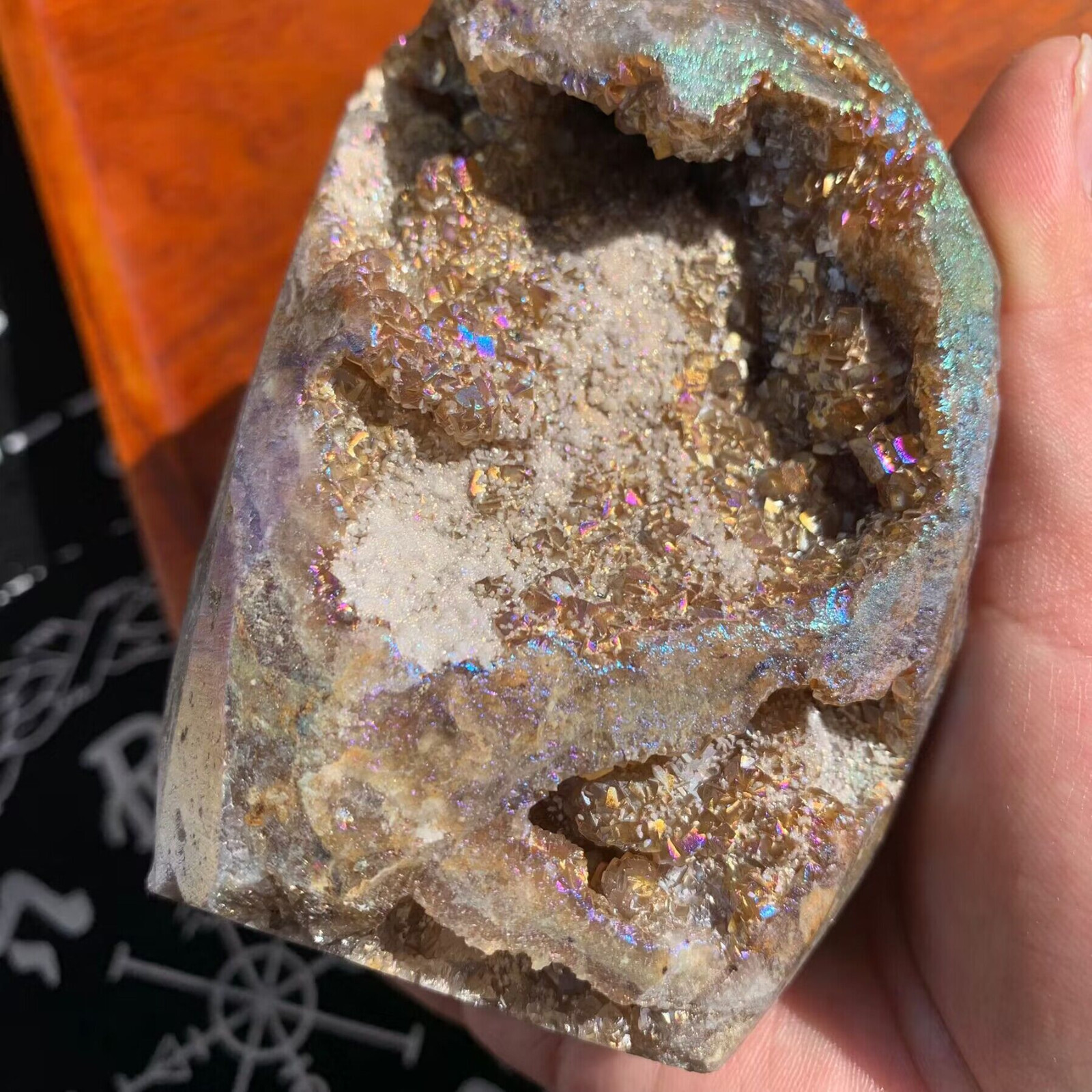 821g Angel Aura Sphalerite Freeform Point Druzy Stone Crystal Specimen Decor