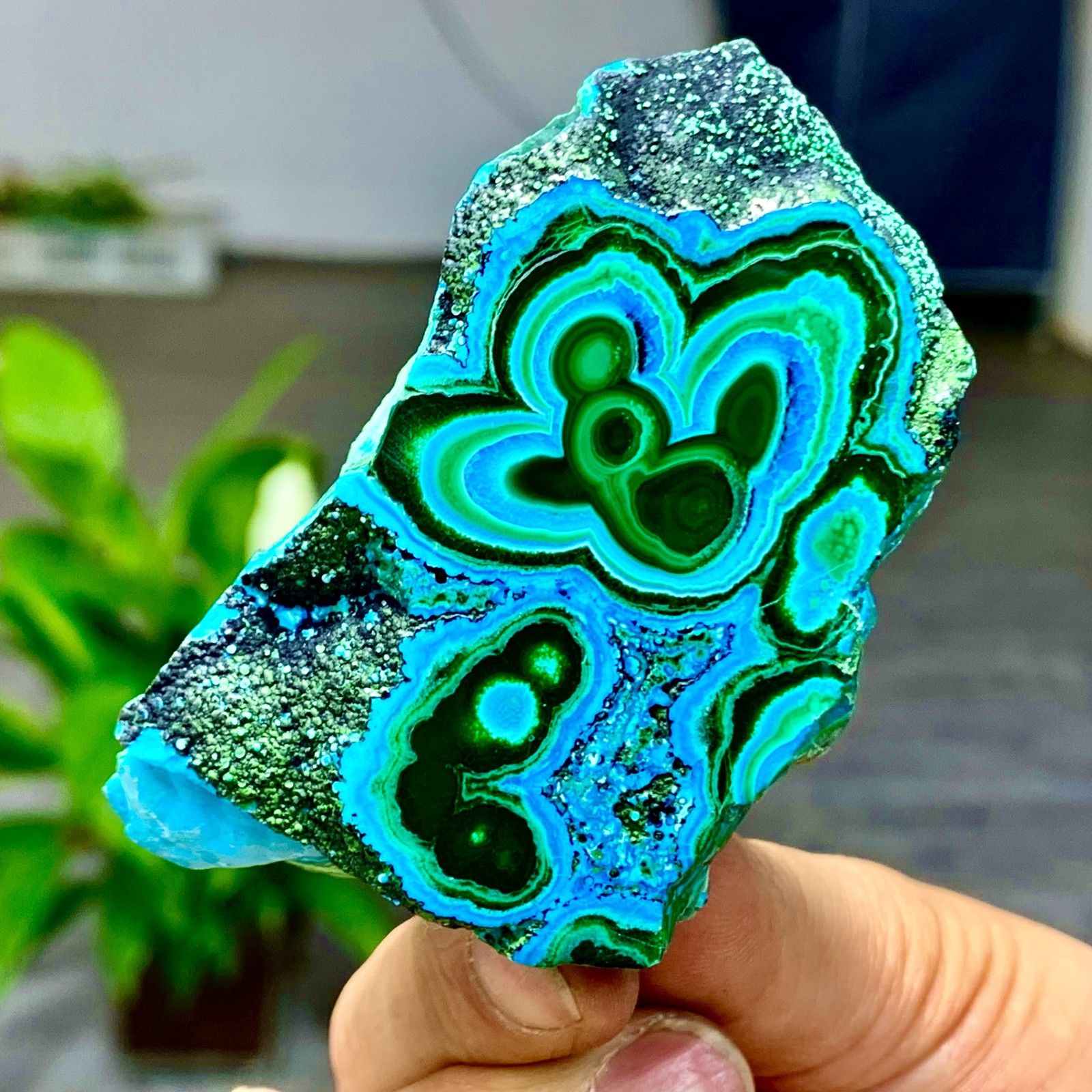 205G Natural Chrysocolla/Malachite transparent cluster rough mineral sample