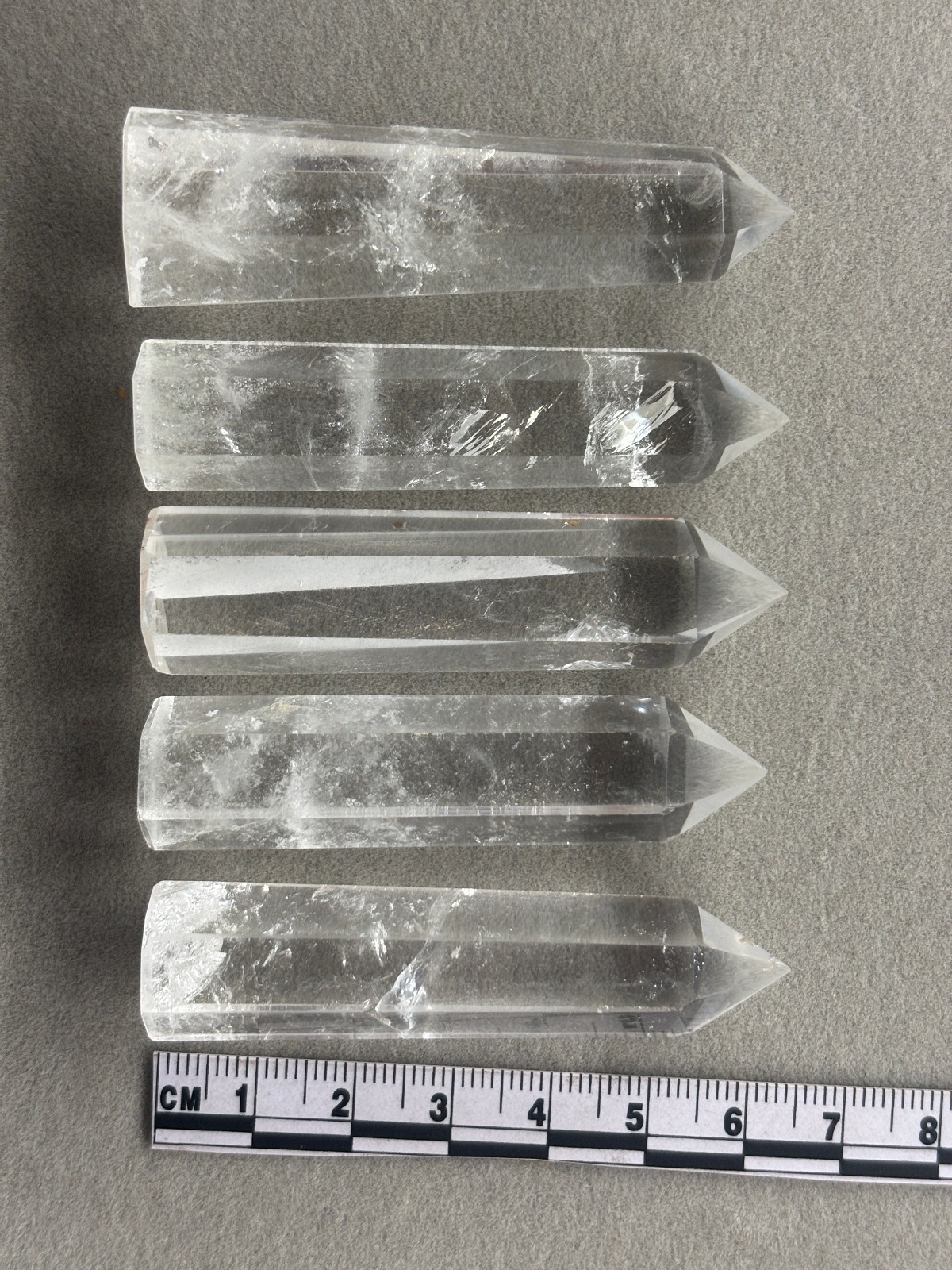5PCS CLEAR QUARTZ SINGLE THIN PENCIL POINT WAND GEMSTONE CRYSTAL