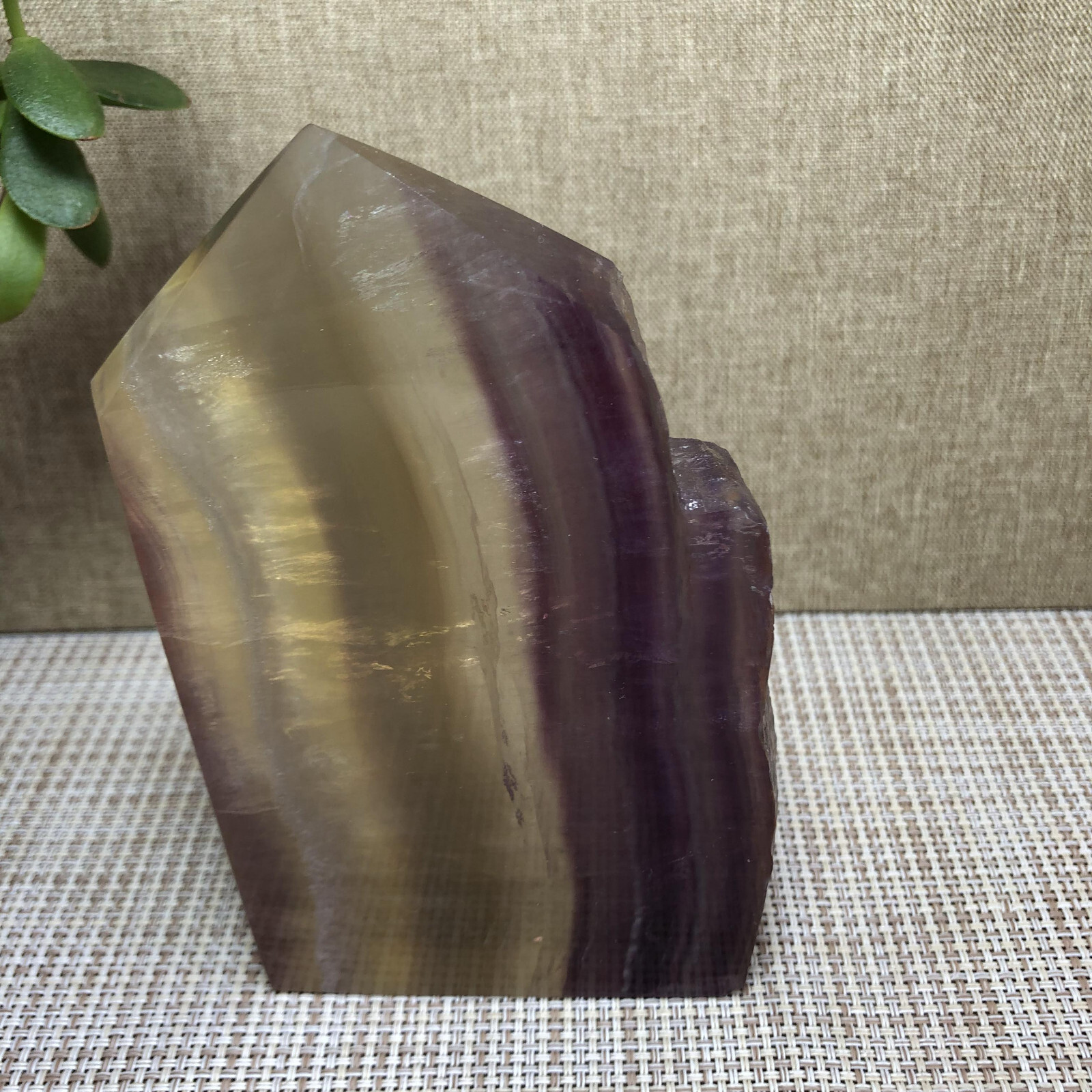 492g Natural candy Fluorite Polish/Rough wand Crystal free standing 123mm A2894
