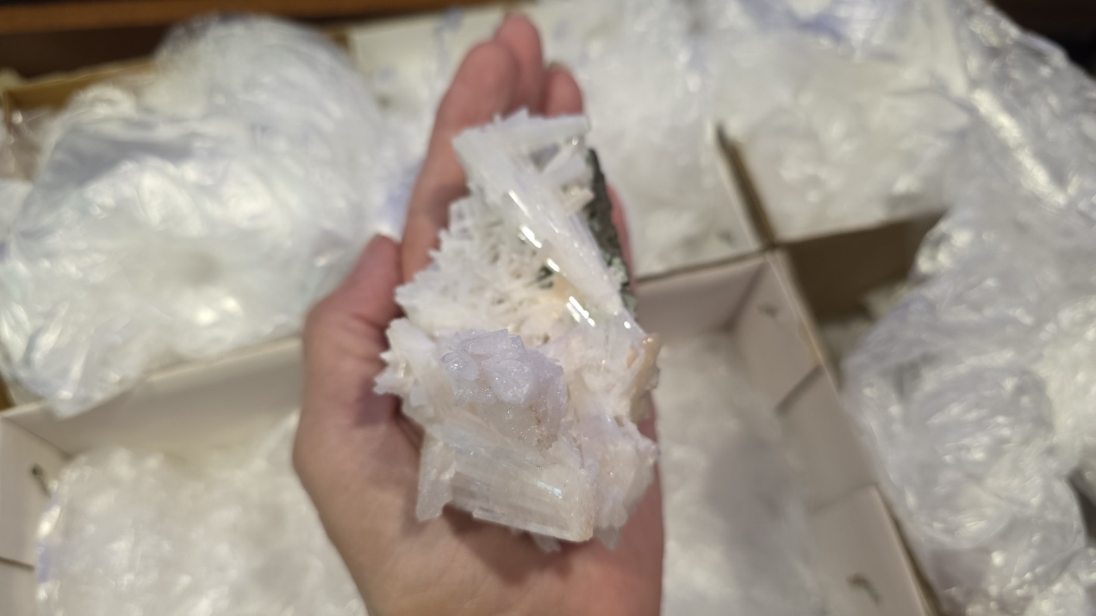 Scolecite Spray Cluster Mineral 4 piece lot Zeolites from India Exactly as Shown