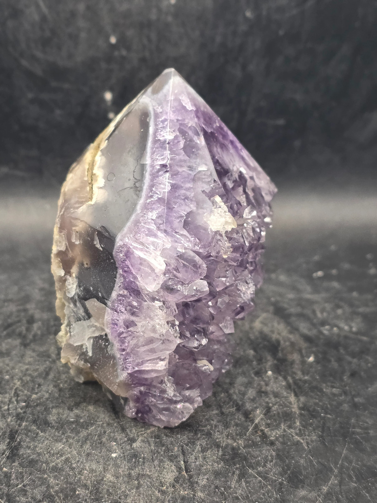 Druzy Amethyst polished top point! 10 ounces, 2.8 inches tall, 2.4 wide