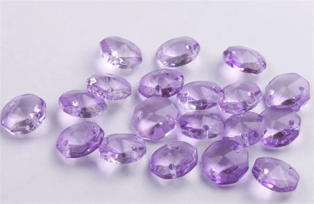 50PCS 2 Holes Various Color Crystal Glass Octagon Chandelier Parts for Home Deco
