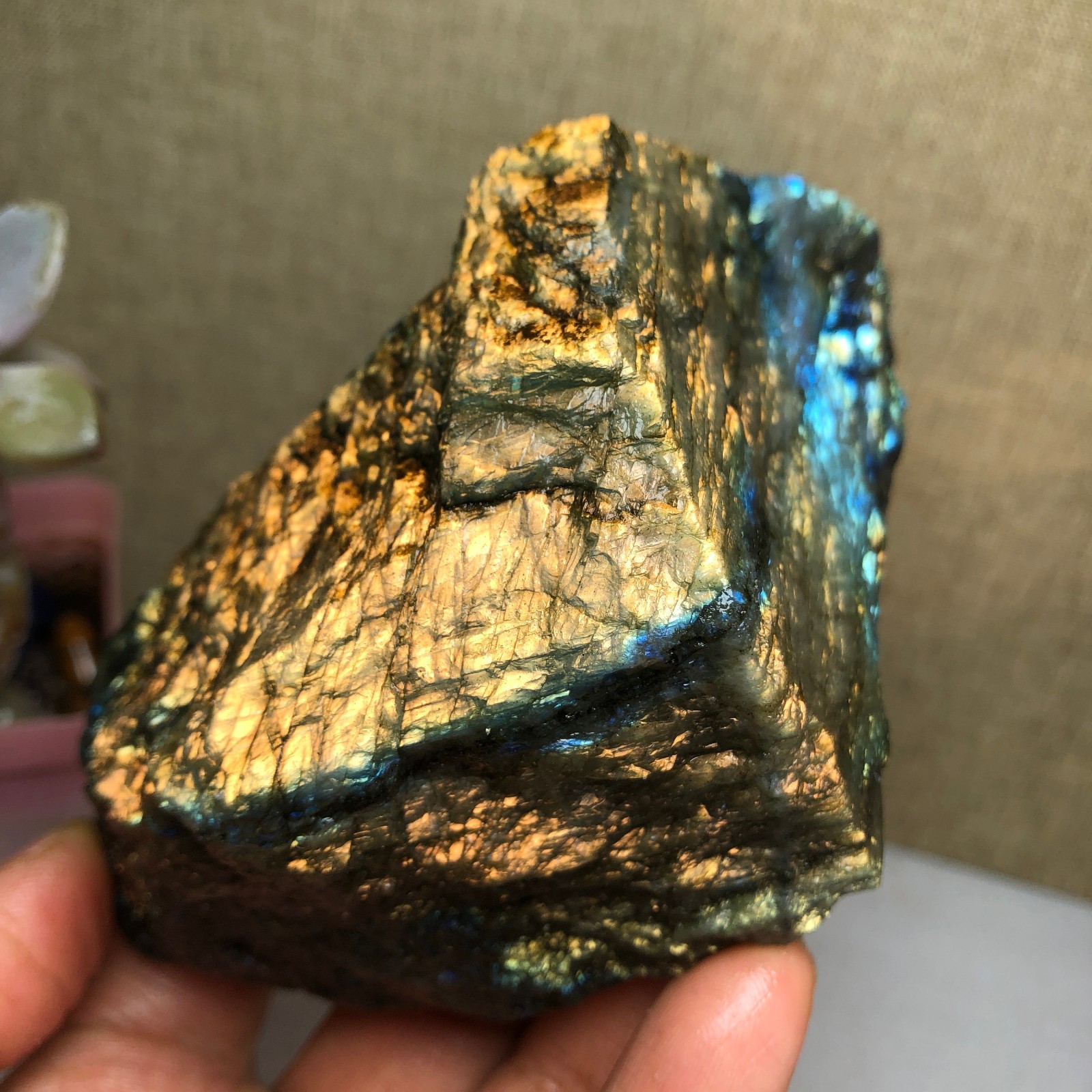 88mm Natural Labradorite Crystal gemstone rough original Specimen 424g A2629