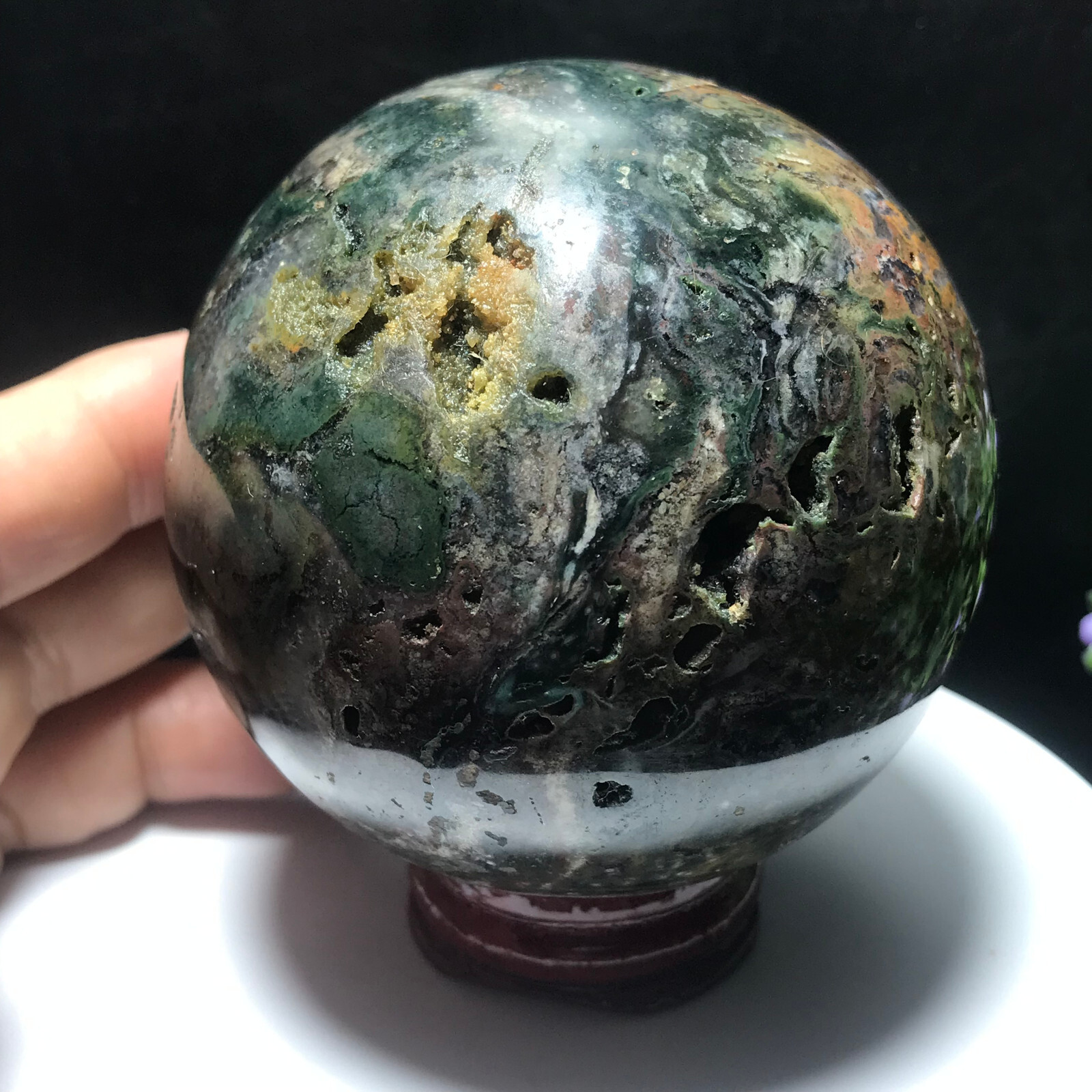 515g 73mm Colourful Ocean Jasper Quartz Crystal Ball Specimen Healing 63