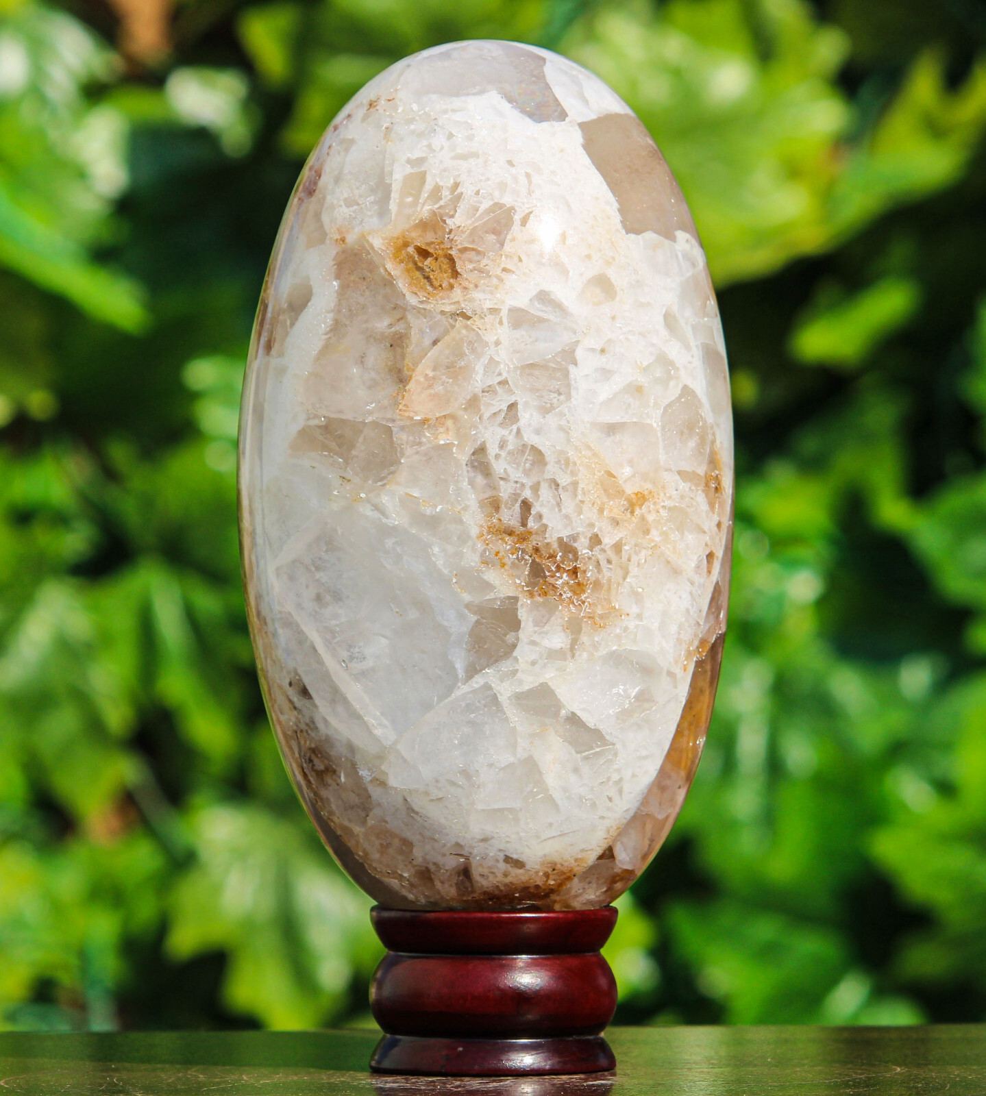 Superb 195mm Yellow Fire Quartz Crystal Healing Chakra Reiki Gemstone Lingam Egg