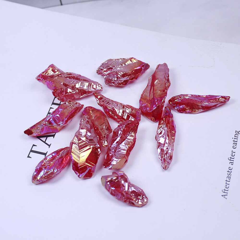 50~100g Red Titanium Rainbow Aura Lemurian Quartz Crystal Reiki Healing Stone
