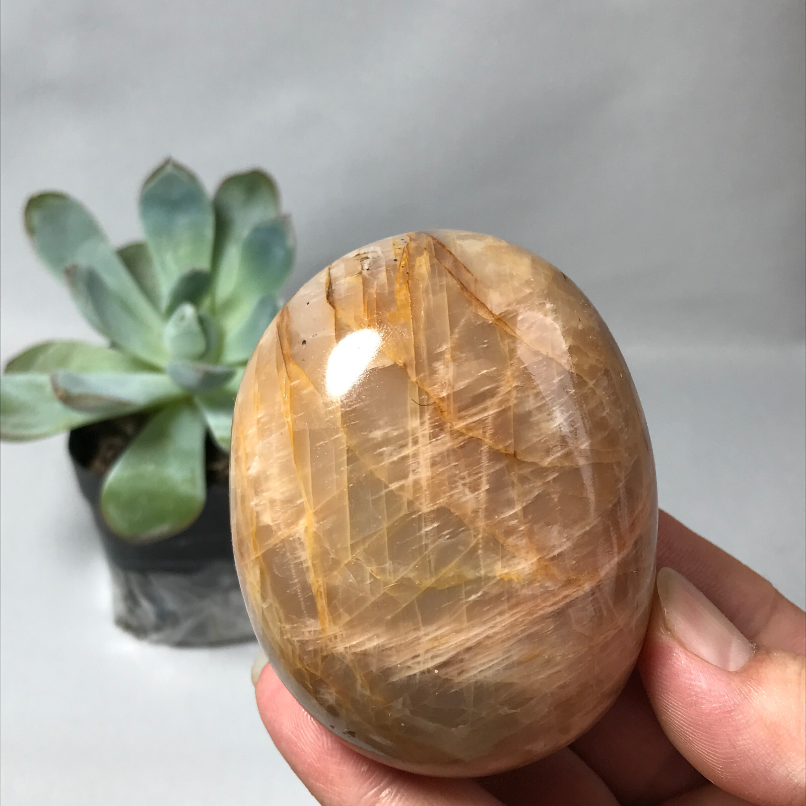 73mm Natural orange moonstone polish/rough Crystal specimens tumbled 265g g6645