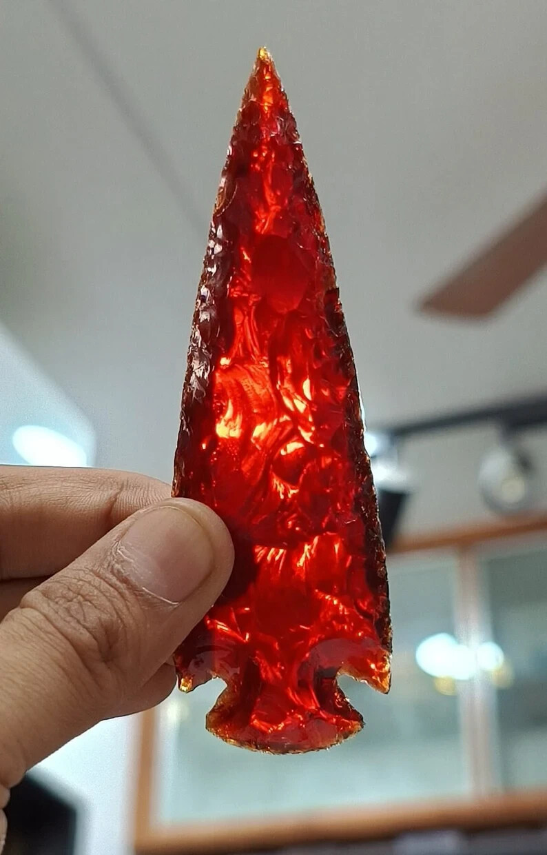 Red Obsidian Arrowhead, Select Size, Gemstone & Crystal Spear Head