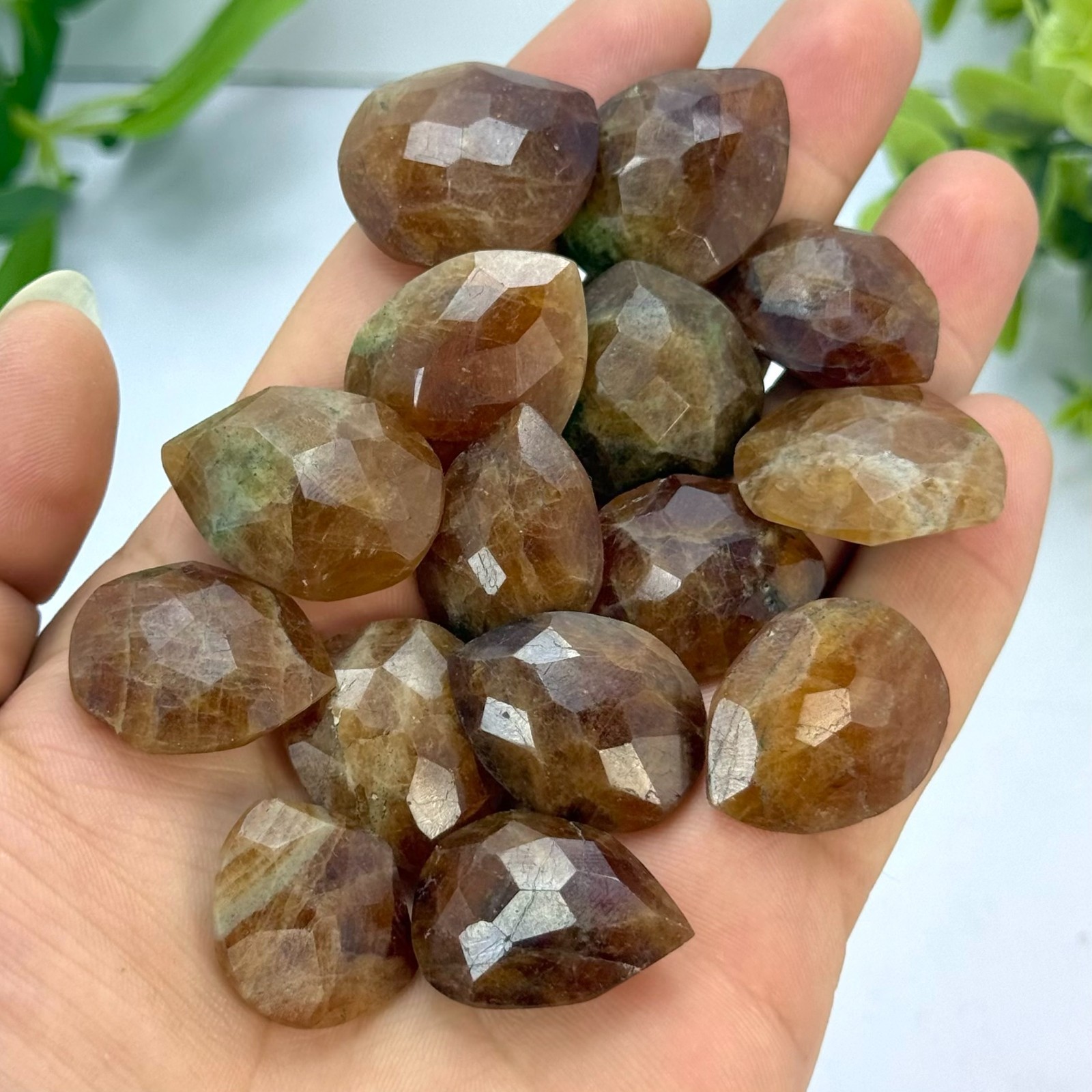 Faceted Spessartine Garnet Tear Drop Crystals for Jewelry Making, 14 Piece