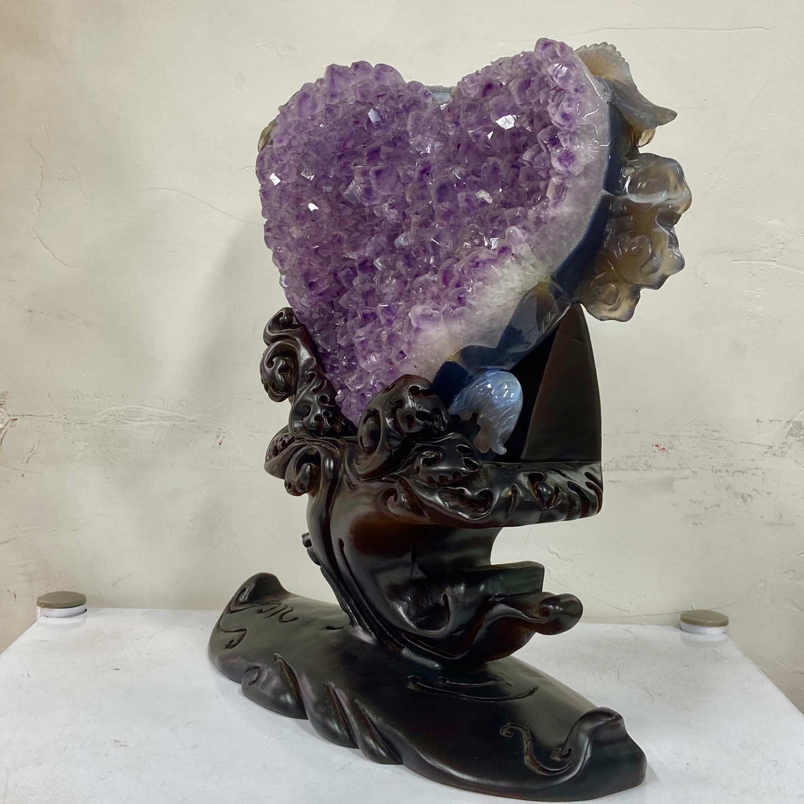 9.21LB Rare Natural Uruguay Amethyst Geode Quartz Crystal agate Carved Dragon