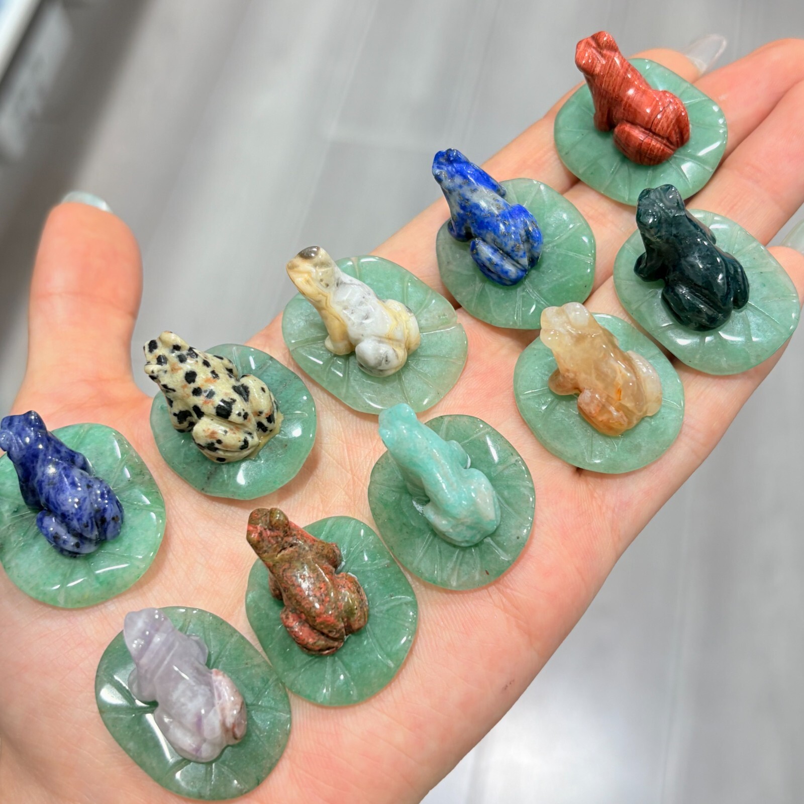 5pc Natural mix Quartz hand Carved Mini frog crystal carving reiki