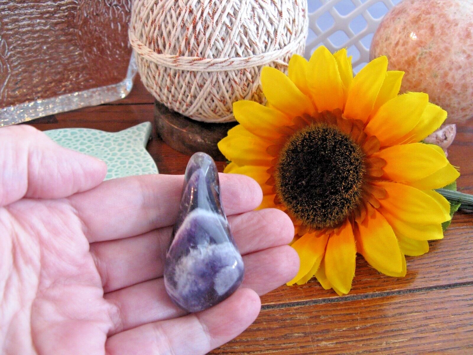 New Chunky Natural Purple Chevron Amethyst Crystal Tumbled Pocket Stone
