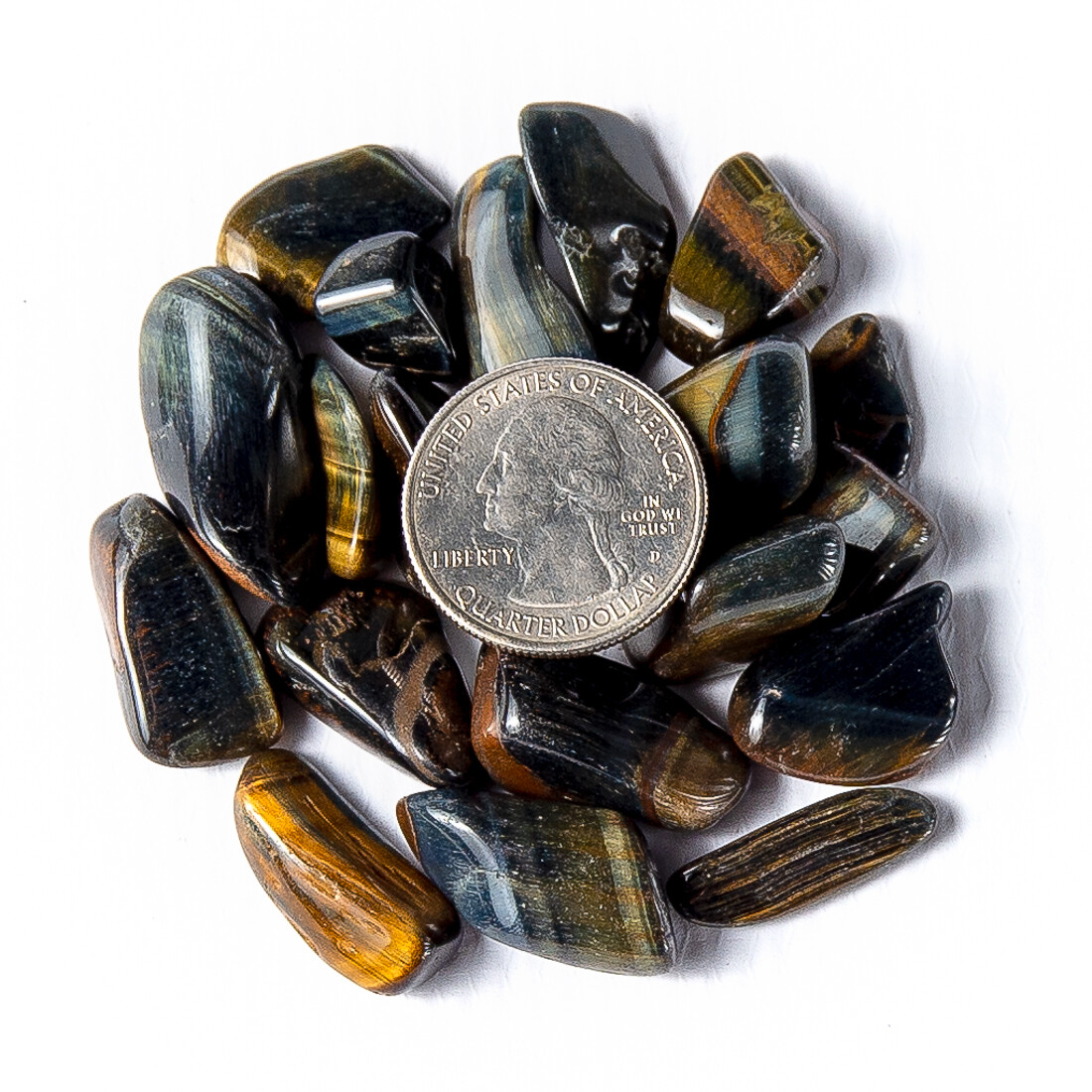 50g Tumbled Blue Multi Tigers Eye Gemstone Crystals 15-30 Stones Gem Specimens