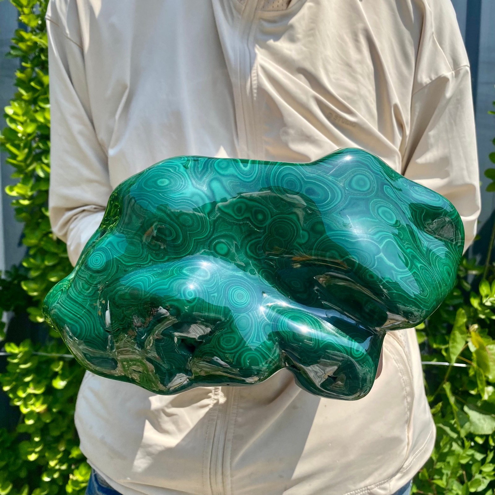9.47LB Natural glossy Malachite transparent cluster rough mineral sample