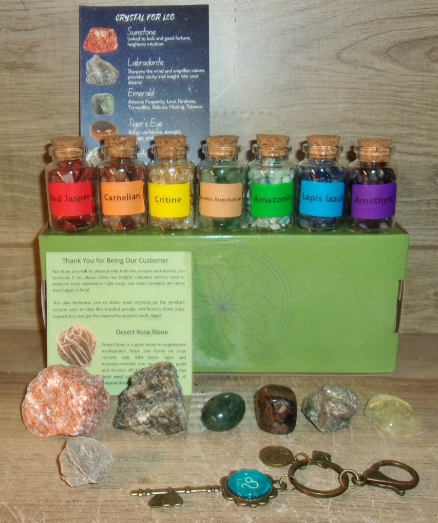 Leo Healing Gift Set Birthstones Crystals and Healing Stones w/7 Chakra Stones