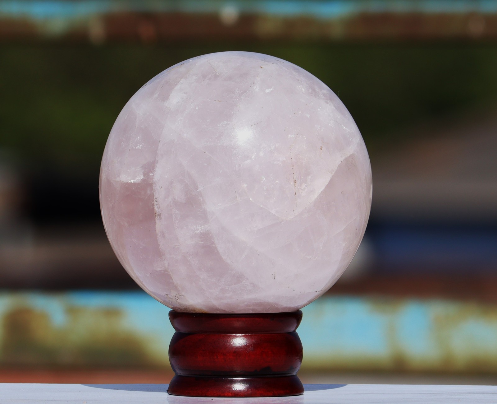 110mm Pink Rose Quartz Crystal Sphere Healing Stone Polished Ball
