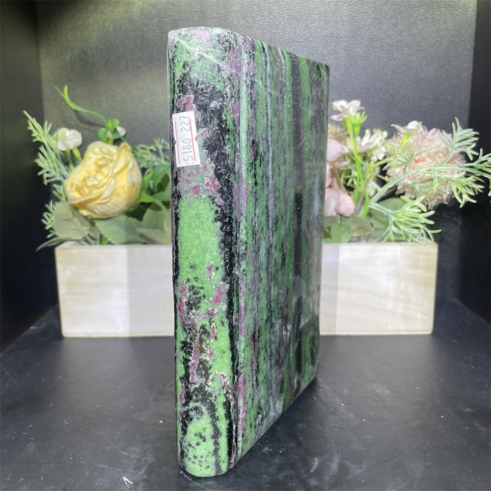 5.3LB 7.8″ Natural Ruby In Zoisite Book Carved Crystal Quartz Healing Decor Gift