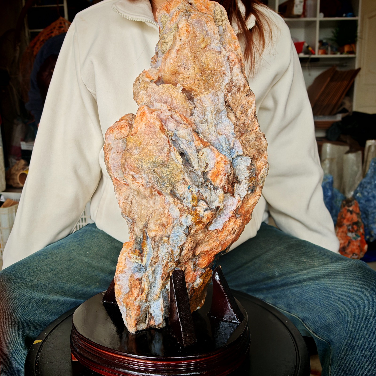 31.13LB Natural Sun Stone Sea Blue Treasure Symbiotic Primitive Stone Specimen