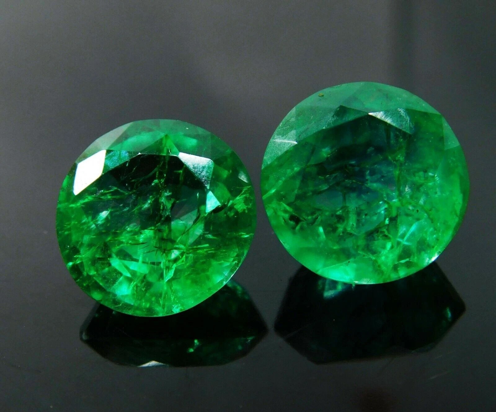 Natural Green Pair Emerald Colombian Round 16.35 Ct CERTIFIED Loose Gemstone