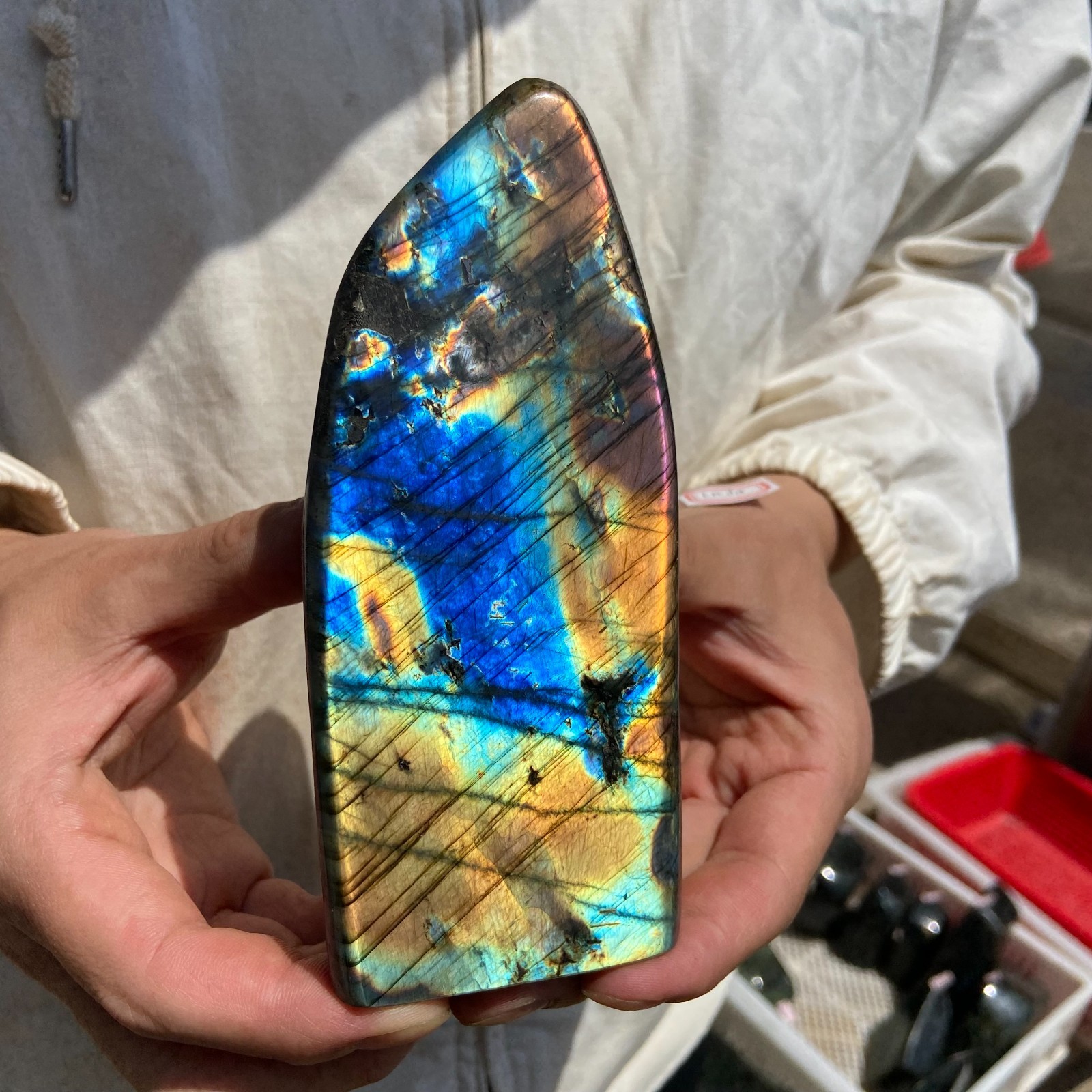 610G Natural Labradorite Gorgeous Feldspar Crystal freeform Specimen Healing