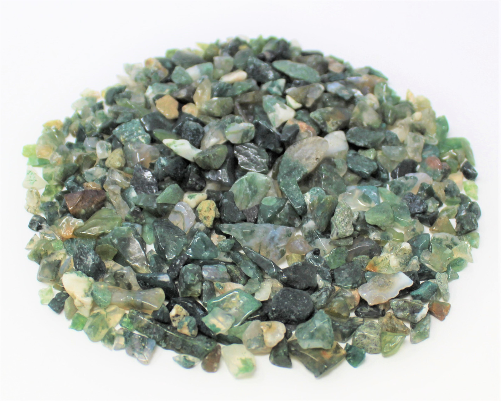 Moss Agate Semi Tumbled Gemstone Mini Chips 5-15 mm ‘A’ Grade Wholesale Bulk Lot