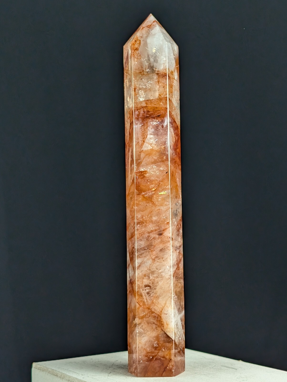 Red Fire Quartz Tower Crystal Gemstone Large Big Tall Huge Point Chakra Reiki