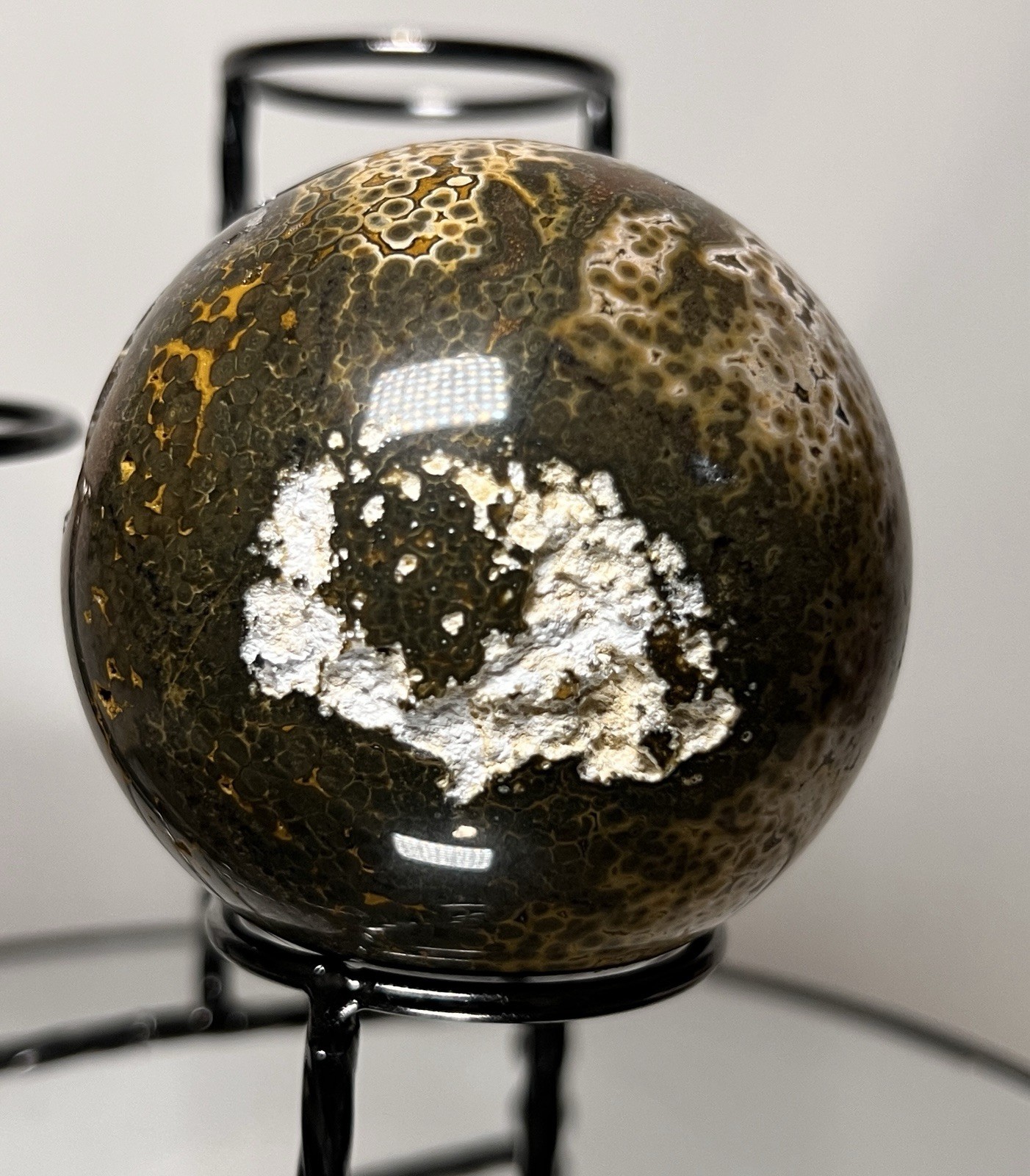 Ocean Jasper 3 Piece Sphere Set with Holder 63mm-67mm -See Pics for Measurements
