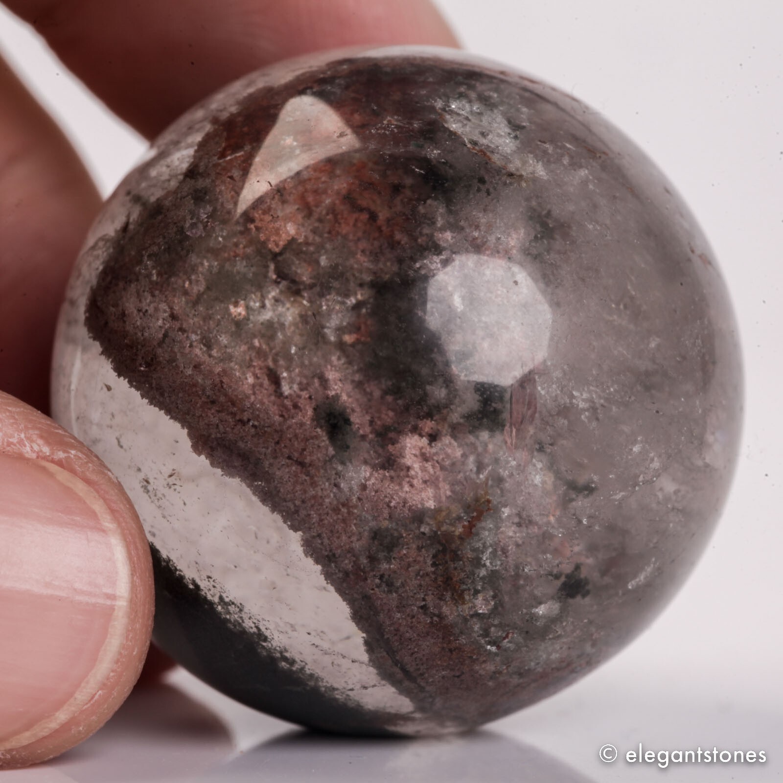 47g32mm Natural Garden/Phantom/Ghost/Lodolite Quartz Crystal Sphere Healing Ball