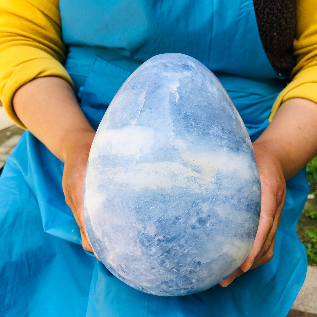 8.2LB Natural blue celestite POLISHED egg shape Quartz Crystal healing decor