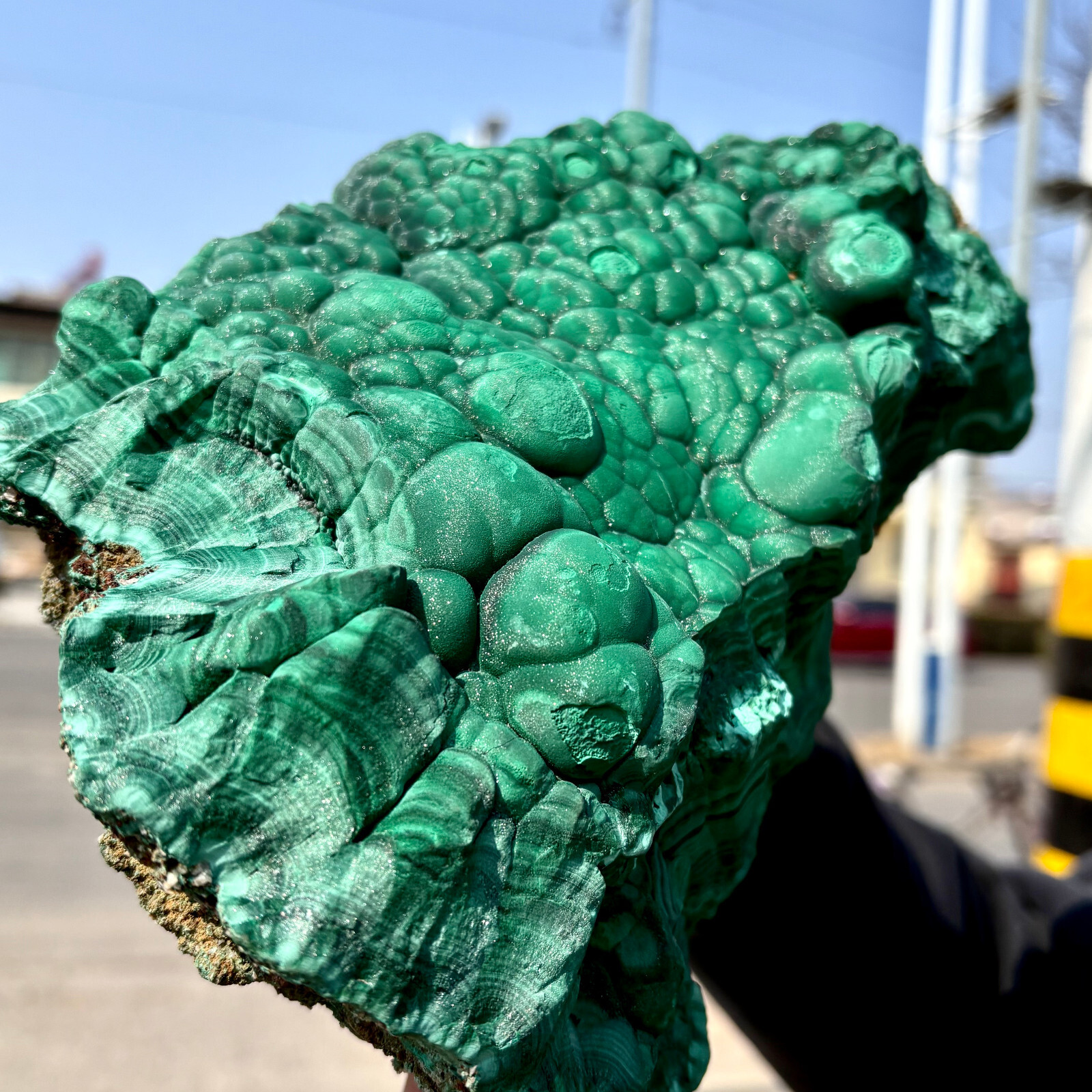 10LB natural glossy Malachite cat eye transparent cluster rough mineral sample