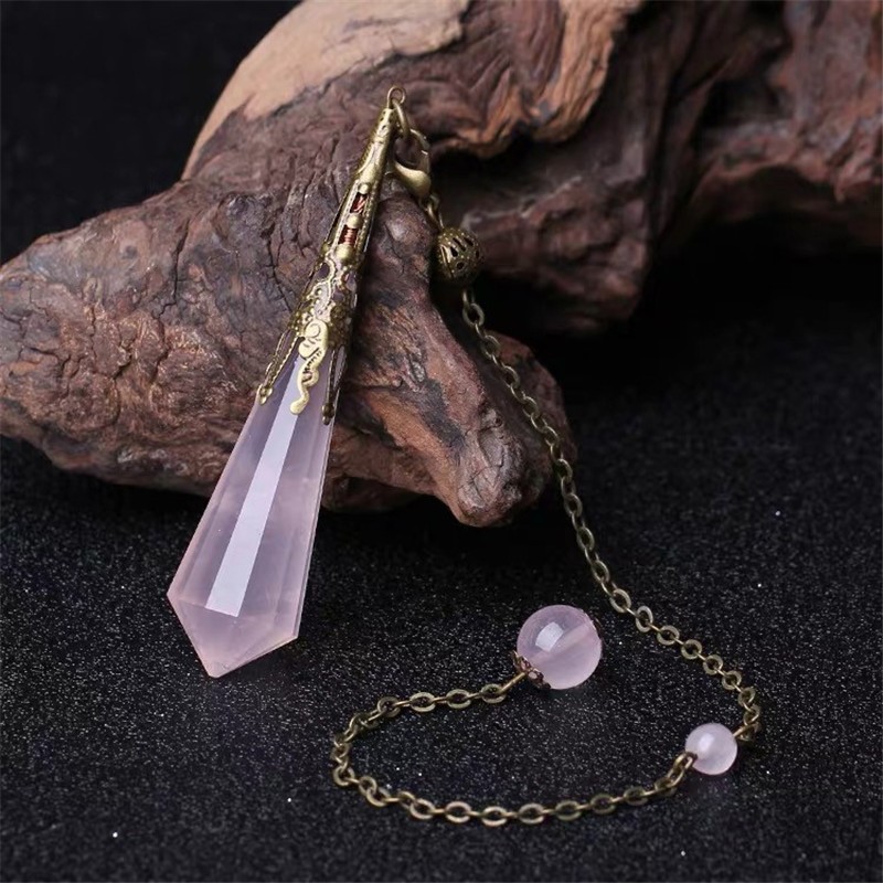 Natural Gemstone Pendulum 12Faceted Multi-Sided Crystal Pendant Healing Ornament