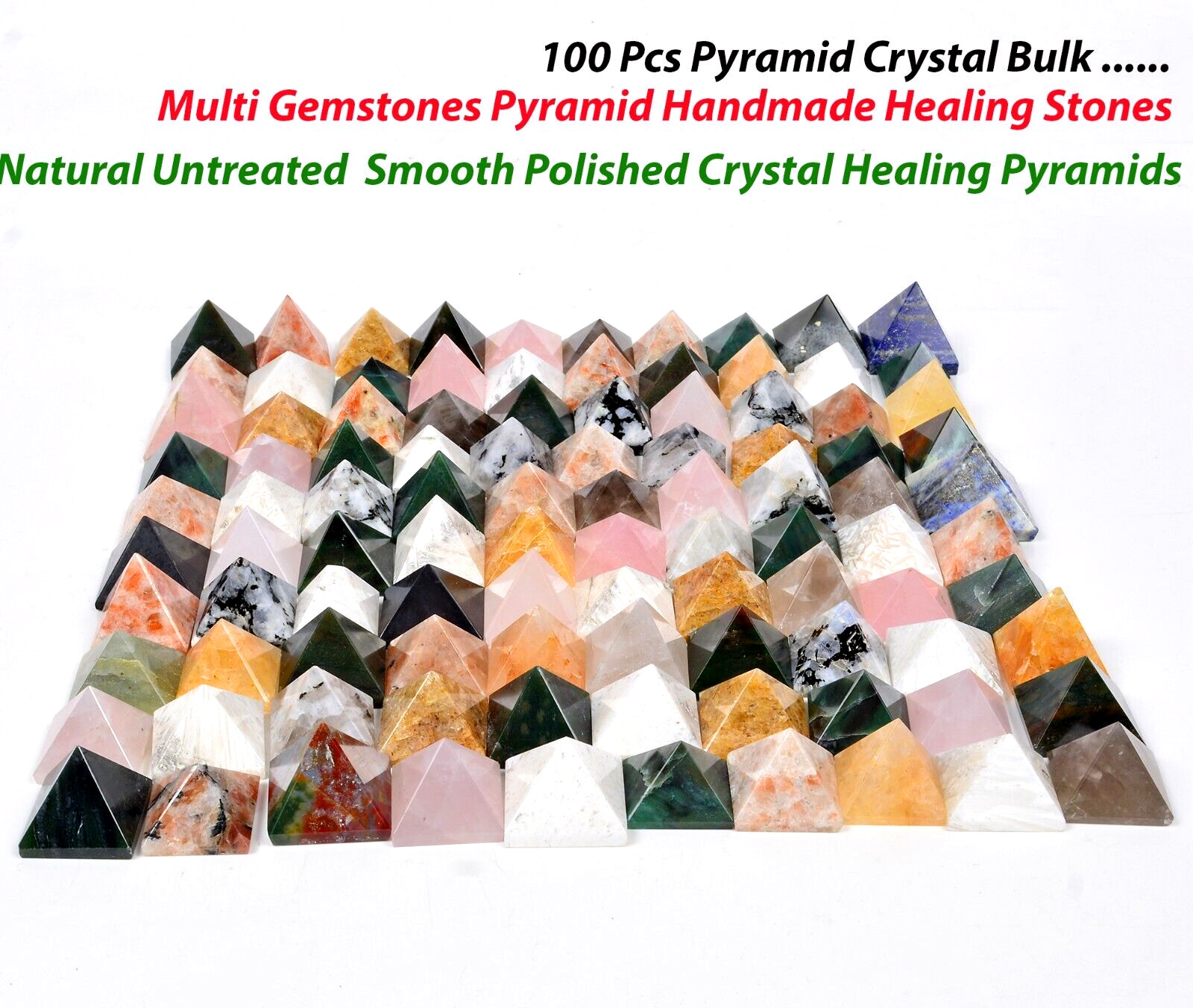 100 Pcs Multi Gems Crystal Tiny Pyramid Mineral Chakra Energy Tower Decor Gift