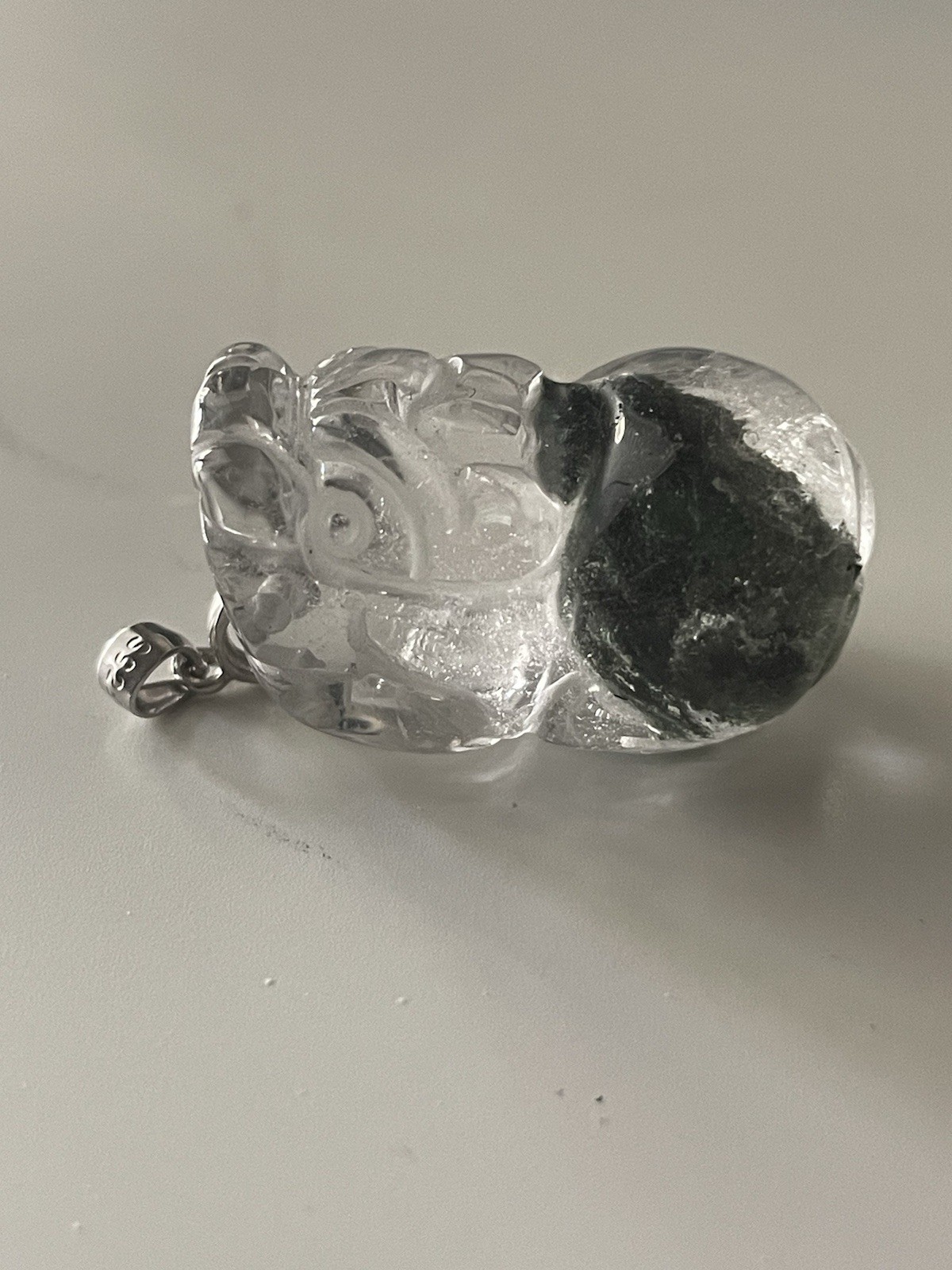 Garden Quartz Crystal/Gemstone Pixiu Pendant .925 27mm x 17mm 13G
