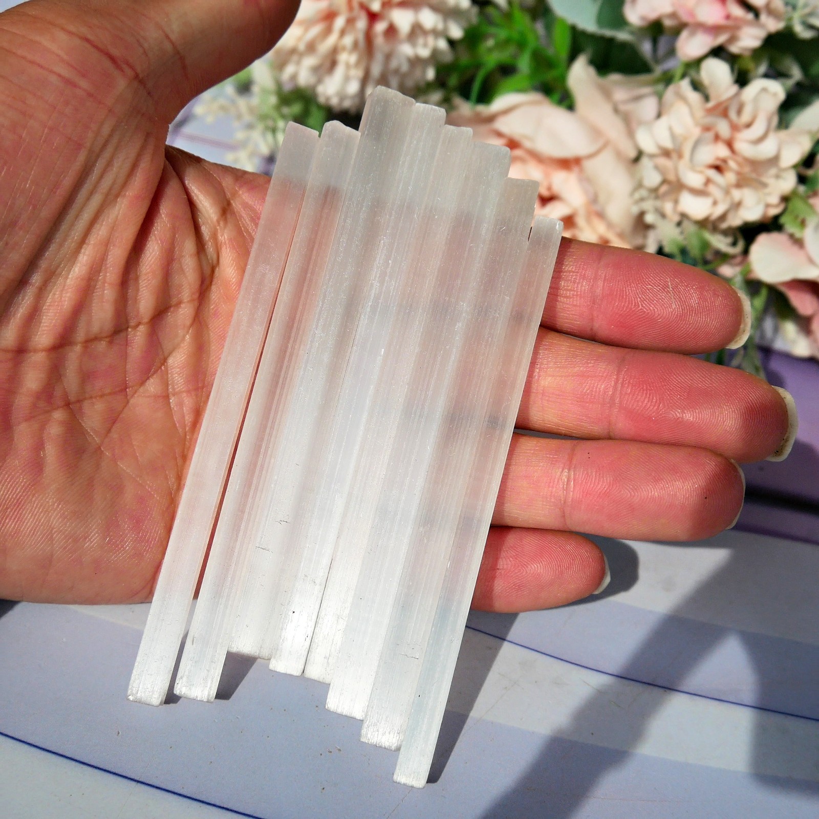 48PCS 4in Selenite Sticks Bulk Wholesale Crystal Wands Cleansing Charging Gift
