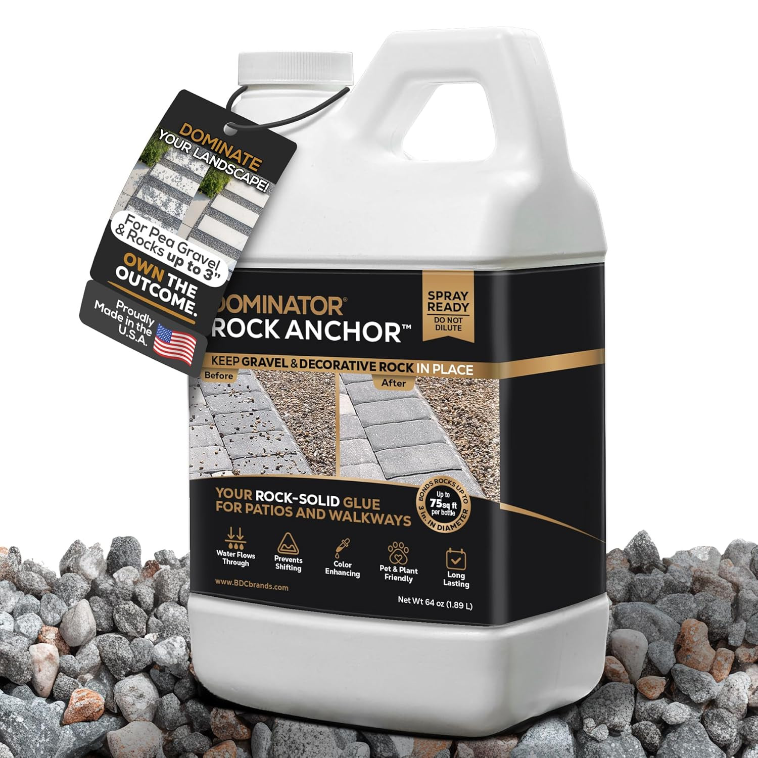 Rock Anchor 64Oz – Rock Glue for Landscaping Gravel & Stone, Ready