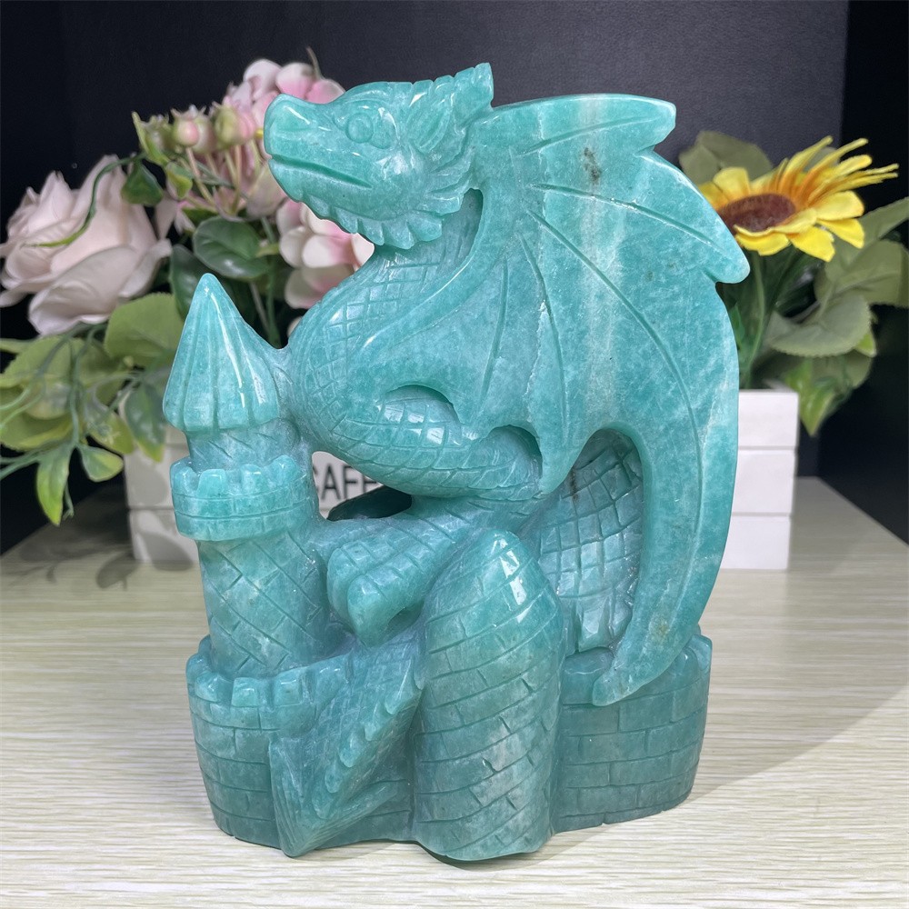 6.4″ 3.8LB A+Natural Amazonite Dragon Crystal Carving Quartz Reiki Decor Gift