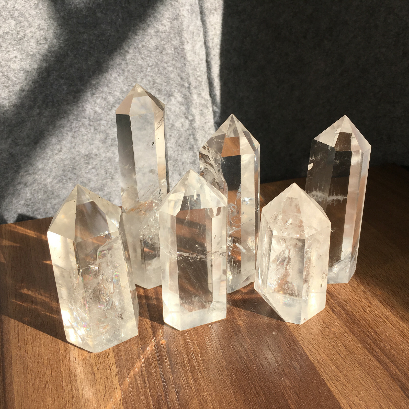 6PCS Natural clear quartz obelisk crystal WAND point healing random