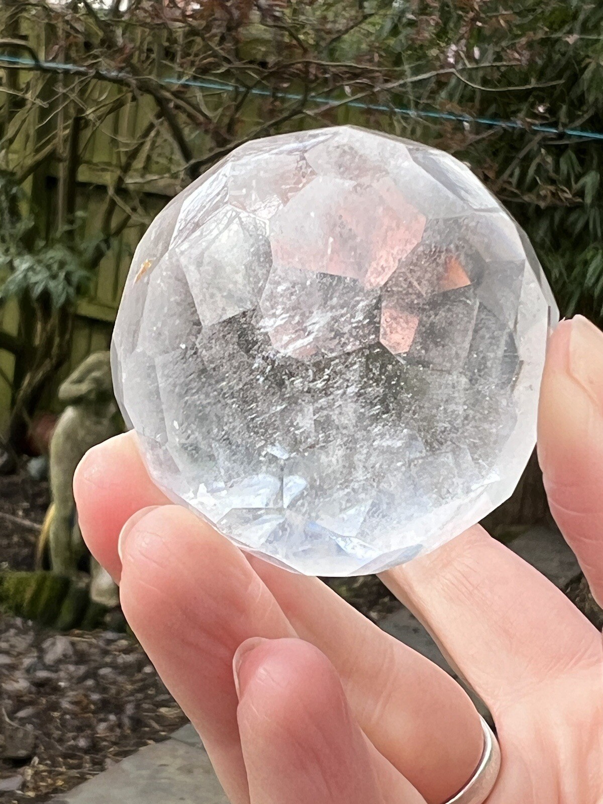 Clear Quartz Hand Faceted Large Crystal Ball AAA+ 40mm Diameter Freestanding 23