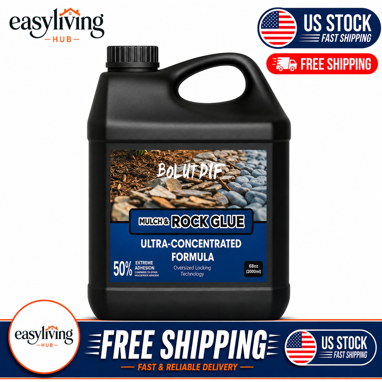 68 OZ Mulch Glue for Landscaping, Rock Glue for Landscaping and Stabilizing Mulc