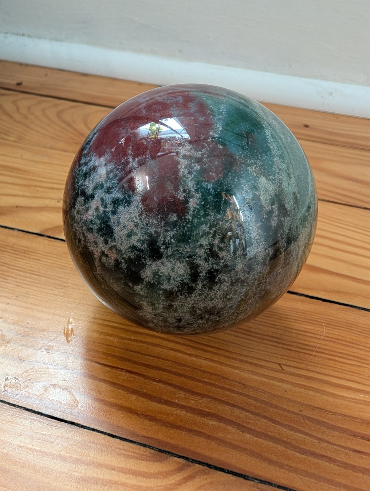 3in Ocean Sea Jasper Crystal Sphere blue green burgundy yellow- 748 g