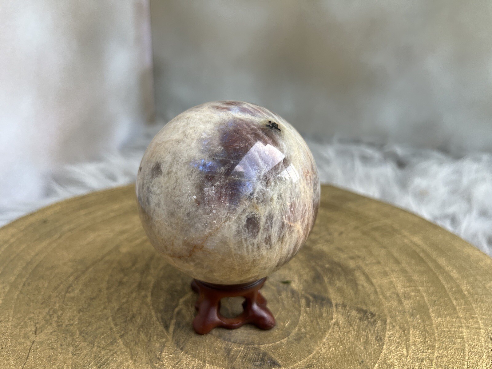 Flashy Blue, Belomorite Sun in Moonstone Sphere
