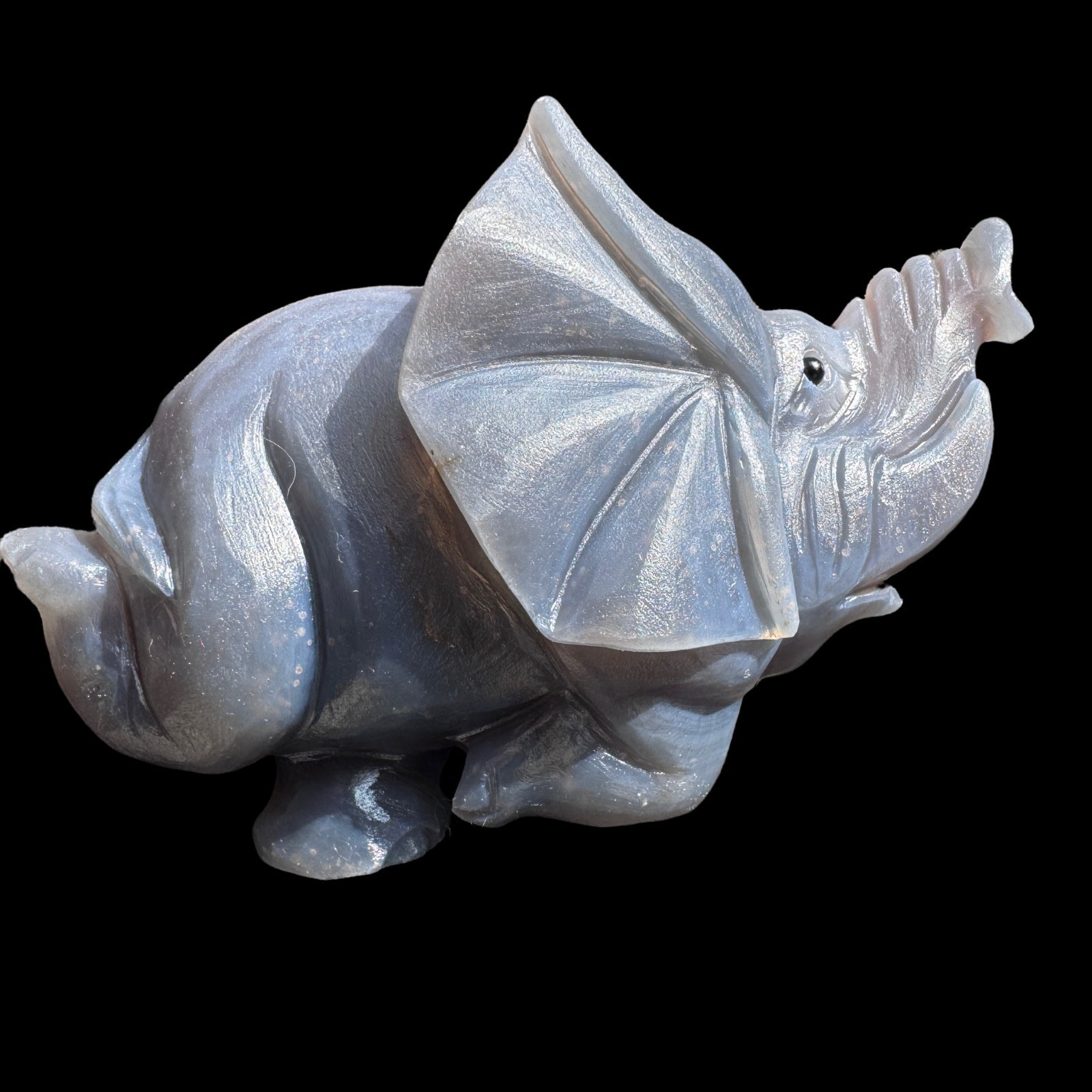 Agate Geode Elephant Sculpture – Carved from a Natural Cave of Stone & Crystal