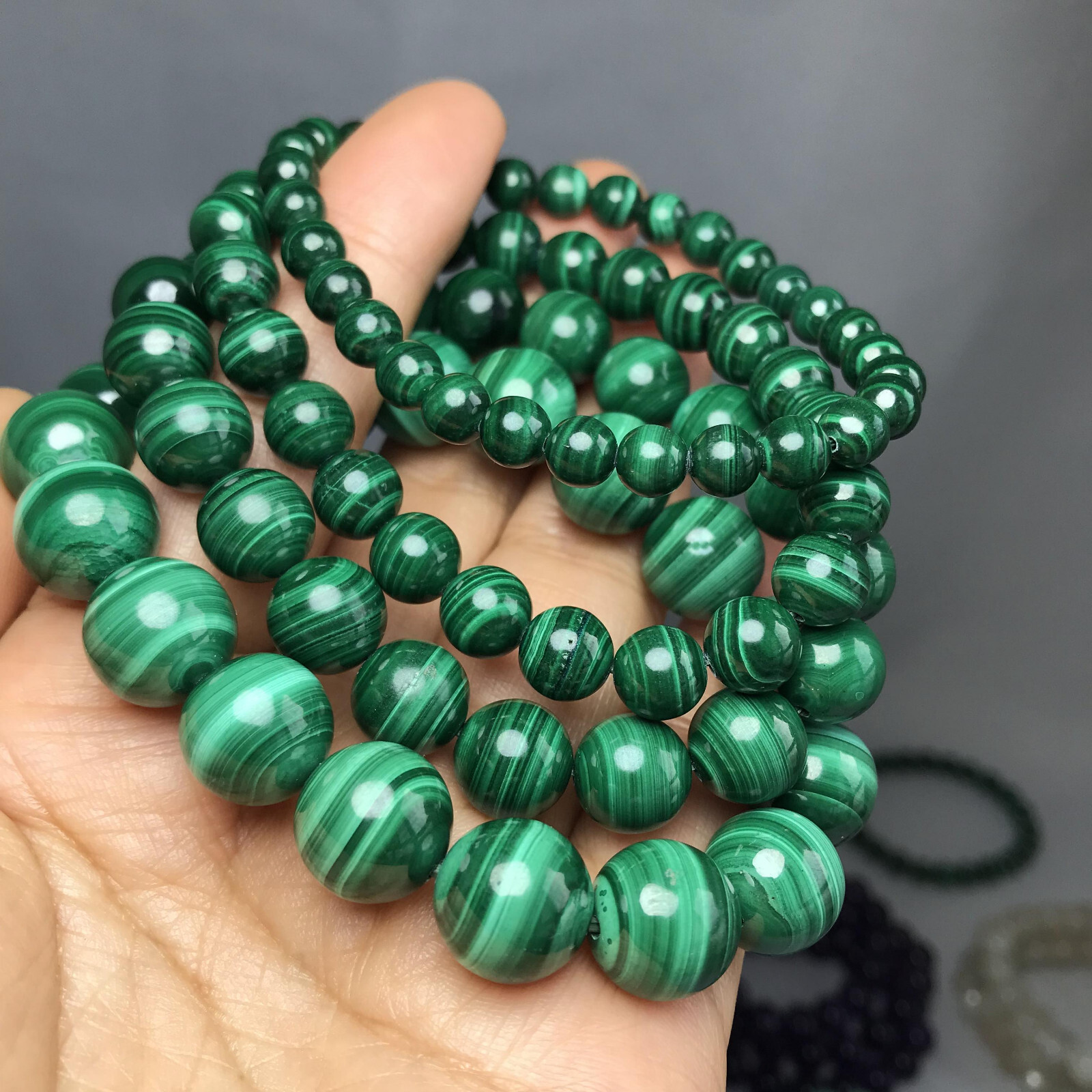 Natural malachite Polish stone bracelets Crystal ball sphere Specimen 6-12mm