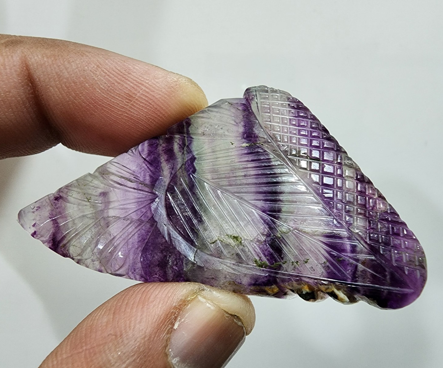 Fantastic Designing Carving Rainbow Fluorite Fancy Shape 132 Crt Loose Gemstone