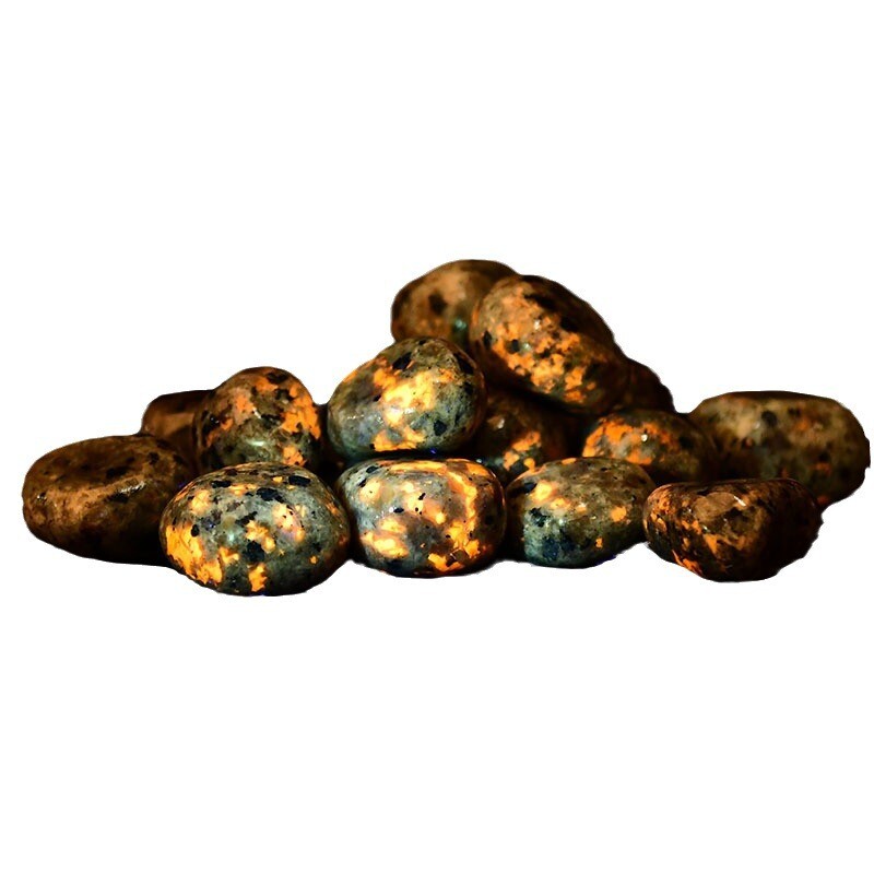 10Pack-Natural Yooperlite UV Fluorescent Glowing Fire Rocks Flame Tumbled Stone