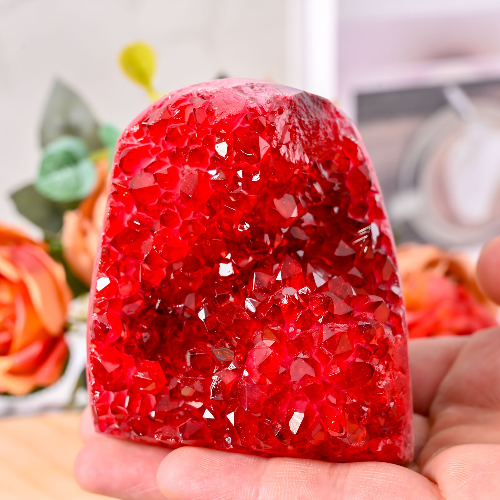 1pc CrystalHola-1PC Rare Pink/Rose Red/ Red/Blue/Orange/Green/ Geode Cluster -Pr